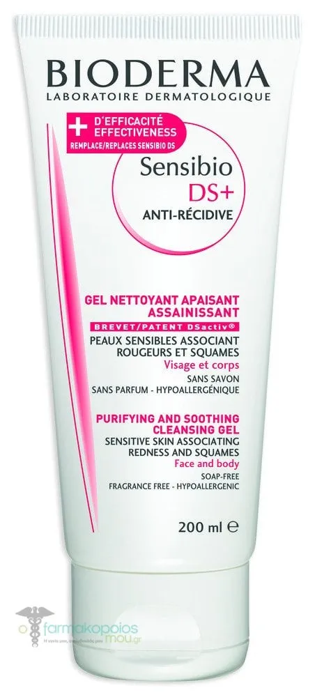 Bioderma Sensibio DS+ Soothing Purifying Cleansing Gel for Sensitive Skin Associating Irritation Redness & Squames, 200ml