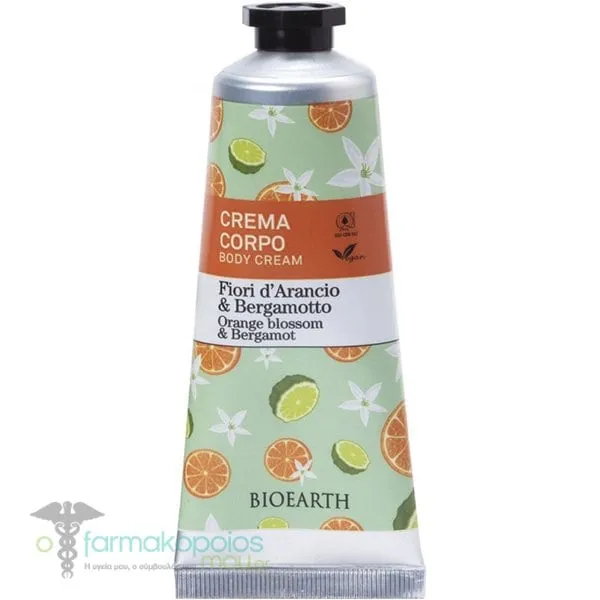Bioearth Ενυδατική Κρέμα Σώματος με Άνθη Πορτοκαλιάς &amp; Περγαμόντο, 75ml