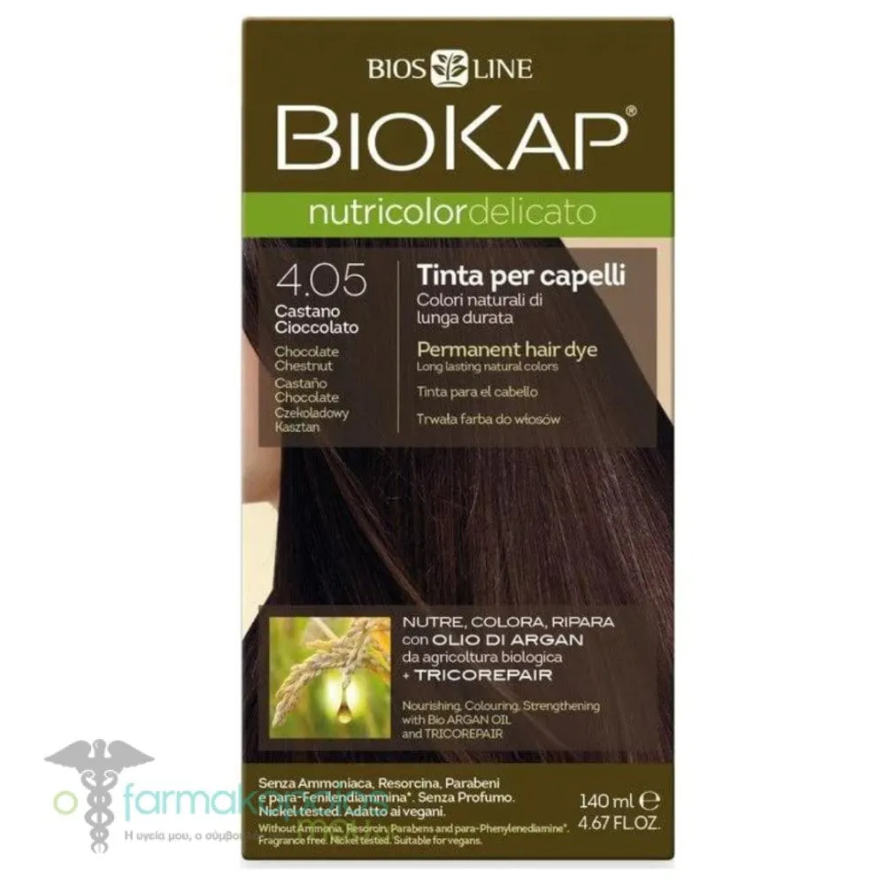Biokap Nutricolor Delicato No 4.05 Chocolate Chestnut Permanent Hair Dye, 140ml