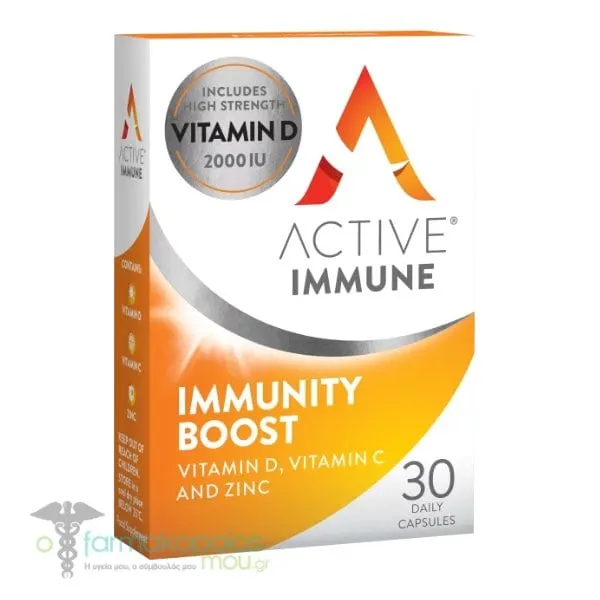 Bionat Active Immune Immunity Boost Vitamin D, Vitamin C & Zinc, 30caps