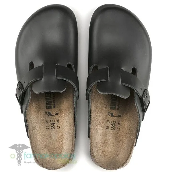 Birkenstock Boston Regular Fit Unisex Leather Clogs (060194), 1 pair - BLACK