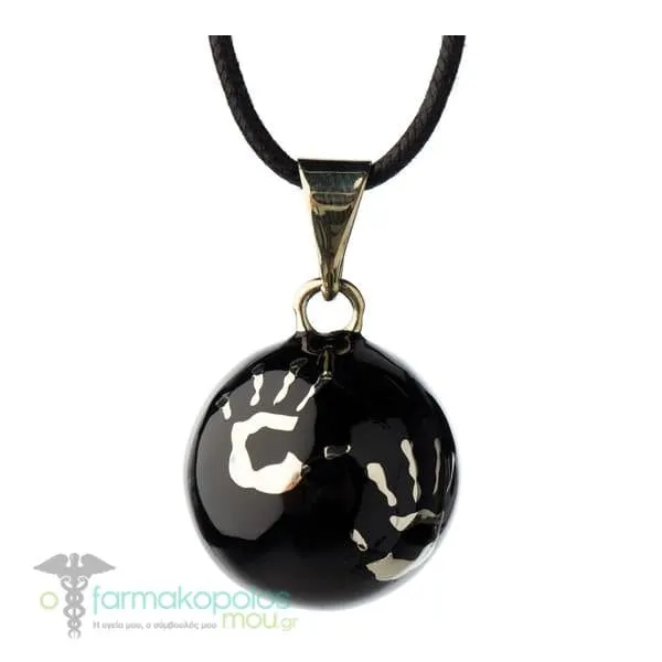 Bola Pregnancy Necklace Black - Silver Hands, 1 pc