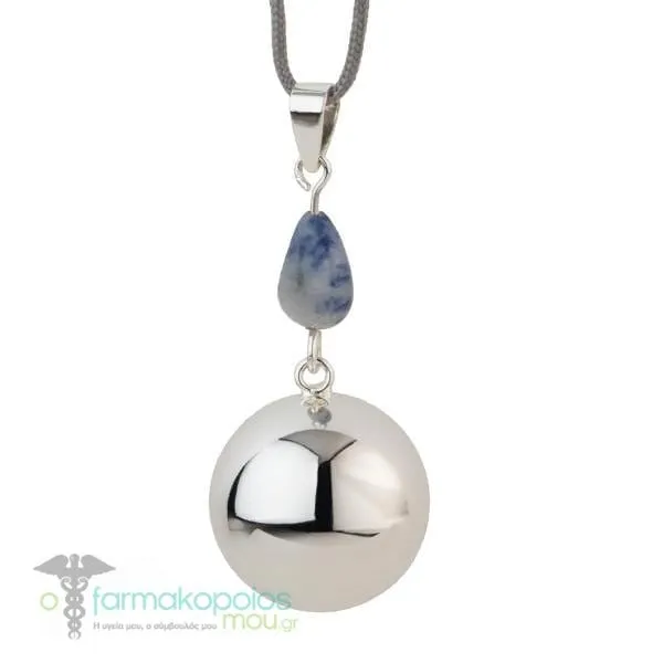 Bola Pregnancy Necklace Silver Bluegrey Stone, 1pc