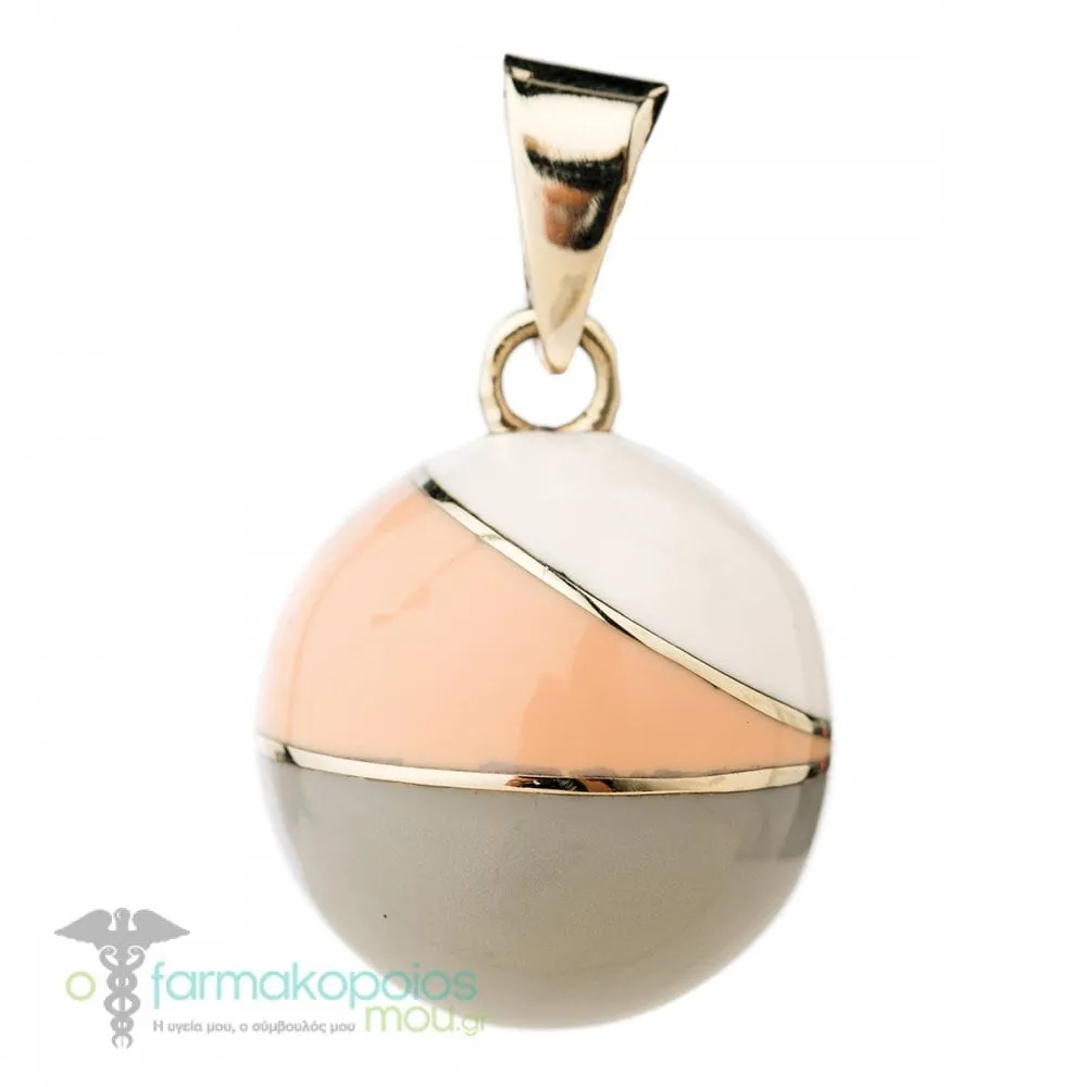 Bola Pregnancy Necklace Silver Vintage Grey-Salmon-White, 1 pc