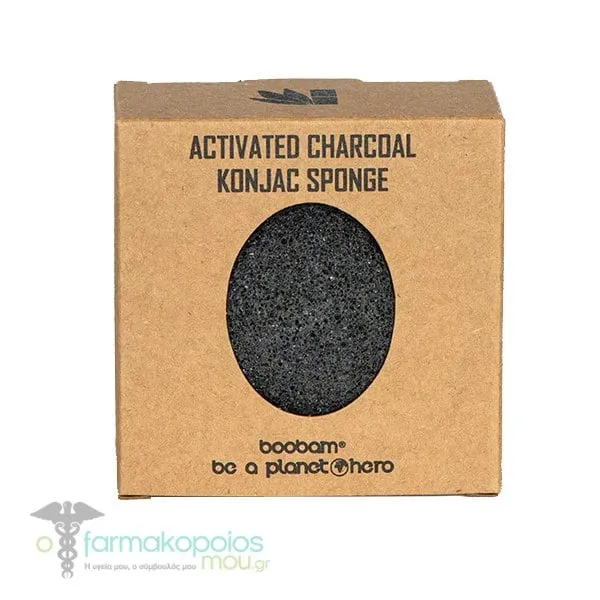 Boobam Activated Charcoal Konjac Sponge Οικολογικό Σφουγγαράκι, 1τεμ