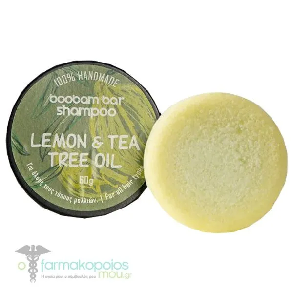 Boobam Shampoo Bar Lemon & Tea Tree Oil for All Hair Types, 60g