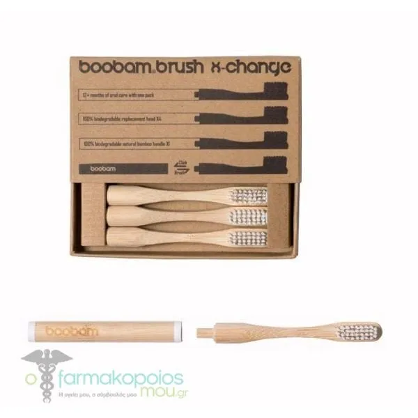 Boobam Brush X-Change Medium Adult Toothbrush 1 Handle & 4 Heads, 1set - 008 Λευκό