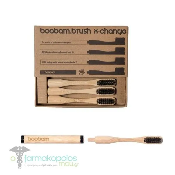 Boobam Brush X-Change Soft Adult Toothbrush 1 Handle & 4 Heads, 1set - 002 Μαύρο