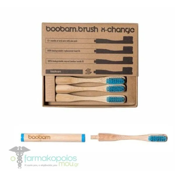 Boobam Brush X-Change Soft Adult Toothbrush 1 Handle & 4 Heads, 1set - Μπλέ