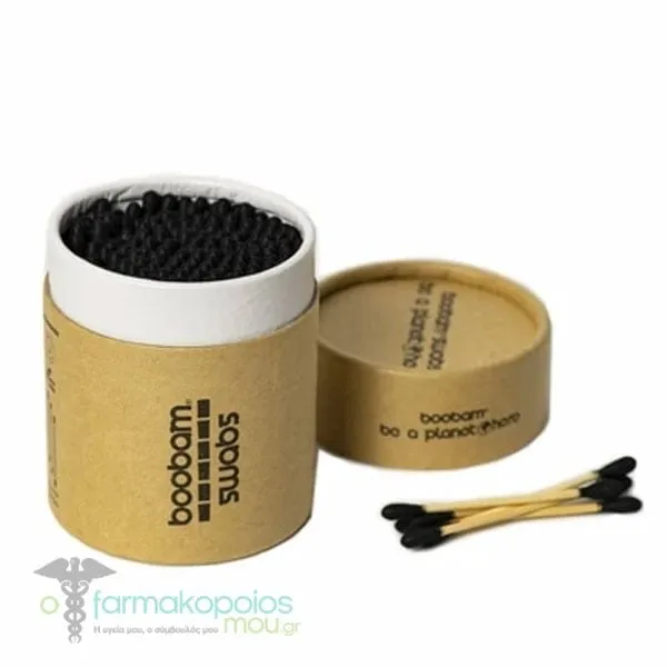 Boobam Swabs 100% Βιοδιασπώμενες Μπατονέτες απο Ξύλο Bamboo, 200τεμ