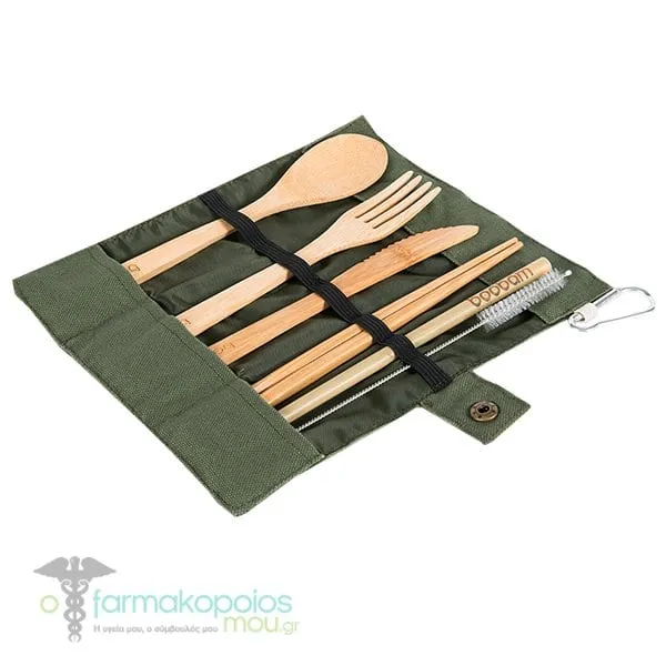 Boobam Tensils Cutlery Set Μαχαιροπίρουνα από 100% Οργανικό Βamboo, 7τεμ
