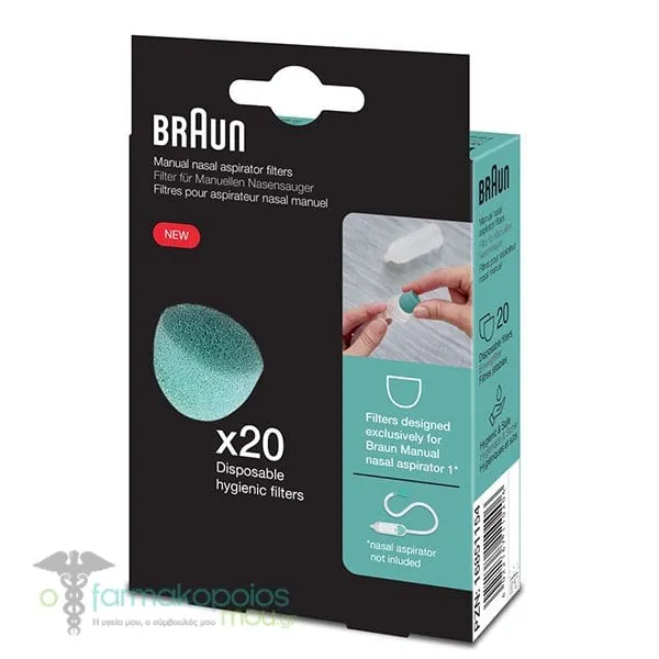 Braun BNF020EU Replacement Filters for BNA050EU Nasal Aspirator, 20pcs