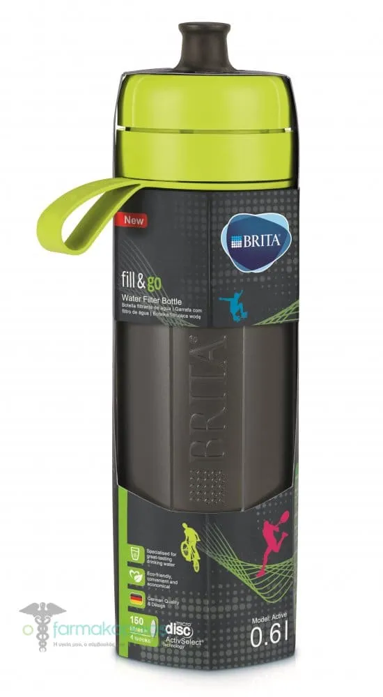 Brita Fill & Go Active Water Bottle Bottle with Filter Lime, 600ml