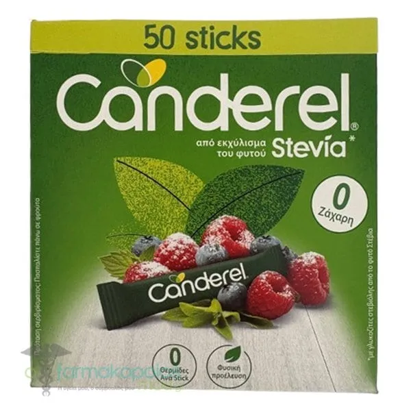 Canderel Stevia Sticks Γλυκαντικά Στικς με Εκχύλισμα Στέβιας, 50τεμ