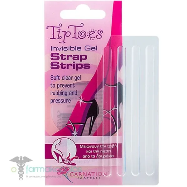 Carnation TipToes Invisible Gel Strap Strips Διάφανα Προστατευτικά Λουράκια για το Παπούτσι, 4τεμ