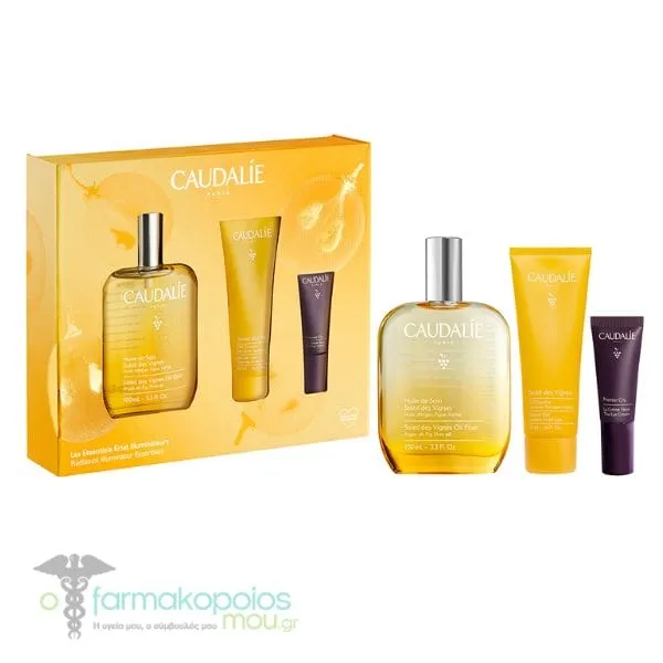 Caudalie Radiance Illuminator Essentials with Soleil des Vignes Oil Elixir, 100ml & Free Shower Gel, 50ml & The Eye Cream, 5ml, 1set