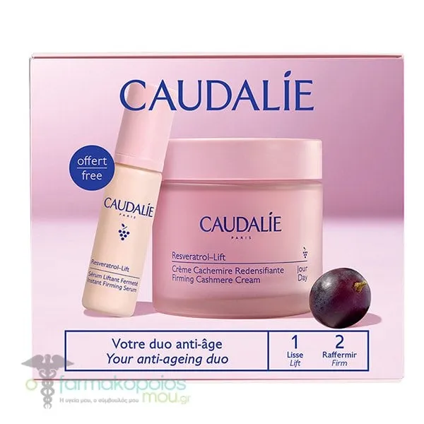 Caudalie Resveratrol-Lift Firming Cashmere Συσφιγκτική & Αντιρυτιδική Κρέμα Ημέρας, 50ml & Δώρο Instant Firming Αντιρυτιδικός & Συσφιγκτικός Ορός Προσώπου, 10ml, 1σετ