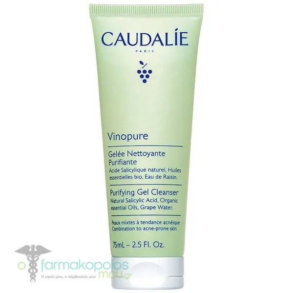 Caudalie Vinopure Purifying Gel Cleanser Καθαριστικό Προσώπου κατά των Ατελειών, 75ml