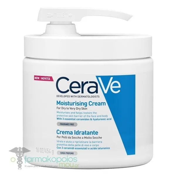 CeraVe Moisturising Cream for Dry to Very Dry Skin with Pump, 454g