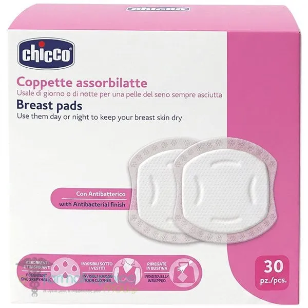 Chicco Αντιβακτηριακά Επιθέματα Στήθους με Κυψελωτή Υφή, 30τεμ