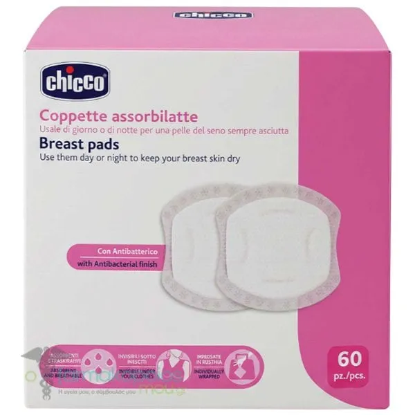 Chicco Αντιβακτηριακά Επιθέματα Στήθους με Κυψελωτή Υφή, 60τεμ