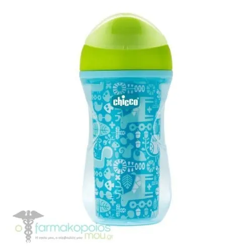 Chicco Active Cup Insulated Bottle 14m+, 266ml - Πράσινο - Γαλάζιο