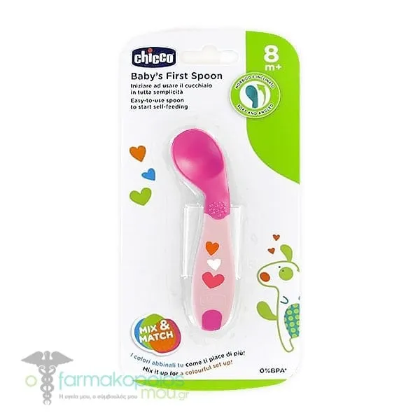 Chicco Baby's First Spoon 8m+ (16100-30), 1pc - Ρόζ