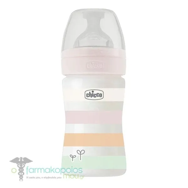 Chicco Well Being Baby Bottle Anti-Colic System Plastic 0m+, 150ml - Ρόζ