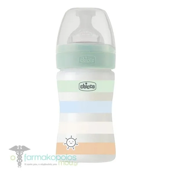 Chicco Well Being Baby Bottle Anti-Colic System Plastic 0m+, 150ml - Γαλάζιο