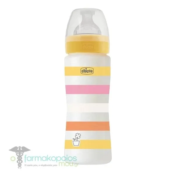 Chicco Well Being Baby Bottle Anti-Colic System Plastic 4m+, 330ml - Κίτρινο