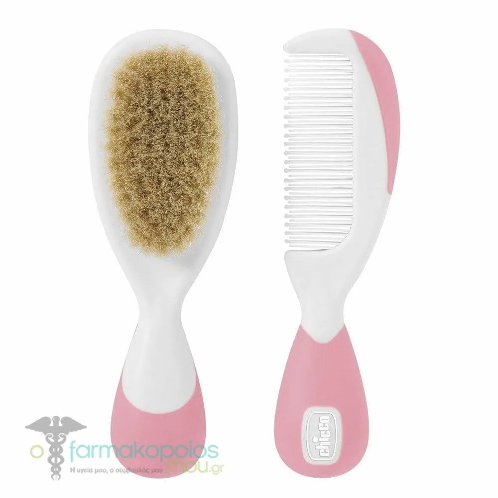 Chicco Brush & Comb Pink 0m+, 2pcs