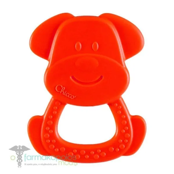 Chicco Eco+ Teething Ring Dog 3-18m, 1pc - Κόκκινο