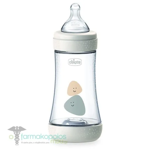 Chicco Perfect 5 Anti-Colic Plastic Bottle Medium Flow 2m+, 240ml - 008 Λευκό
