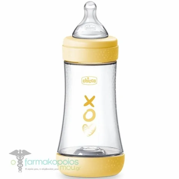 Chicco Πλαστικό Μπιμπερό Intui-Flow System κατά των Κολικών 2m+, 240ml - Κίτρινο