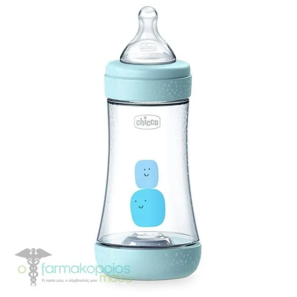 Chicco Perfect 5 Anti-Colic Plastic Bottle Medium Flow 2m+, 240ml - Σιέλ