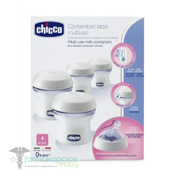 Chicco Multi-Use Milk Containers Natural Feeling, 4pcs