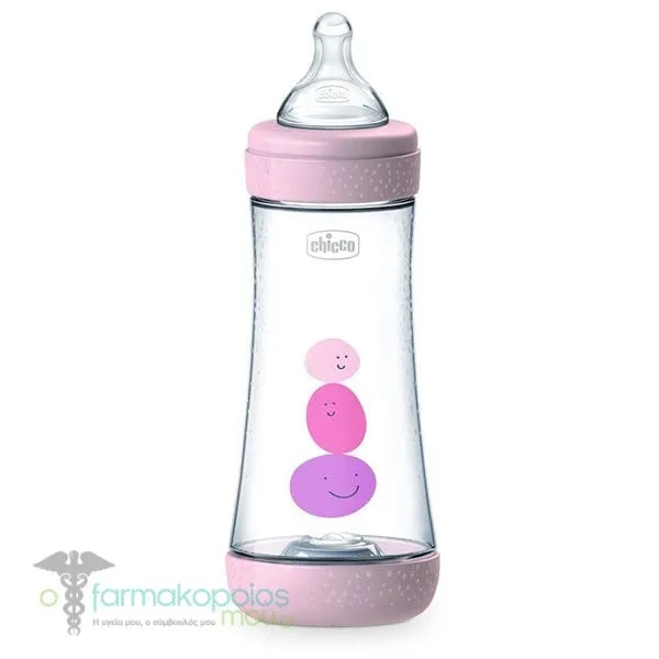 Chicco Perfect 5 Intui-Flow System Πλαστικό Μπιμπερό κατά των Κολικών 4m+, 300ml - Ρόζ