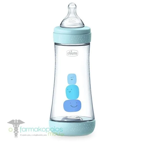 Chicco Perfect 5 Anti-Colic Plastic Bottle Fast Flow 4m+, 300ml - Σιέλ