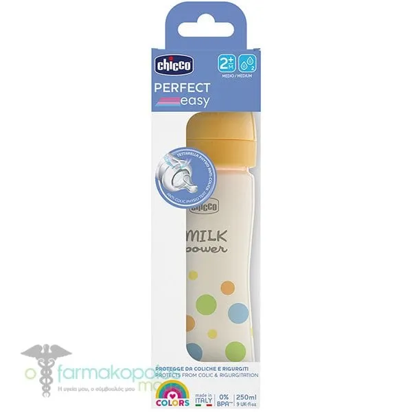 Chicco Perfect Easy Πλαστικό Μπιμπερό Κατά των Κολικών 2m+, 250ml