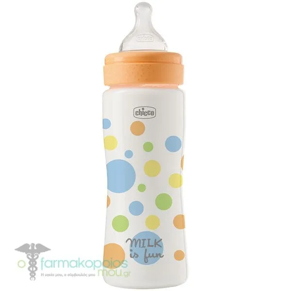 Chicco Perfect Easy Anti-Colic Bottle 4m+, 330ml - Πορτοκάλι