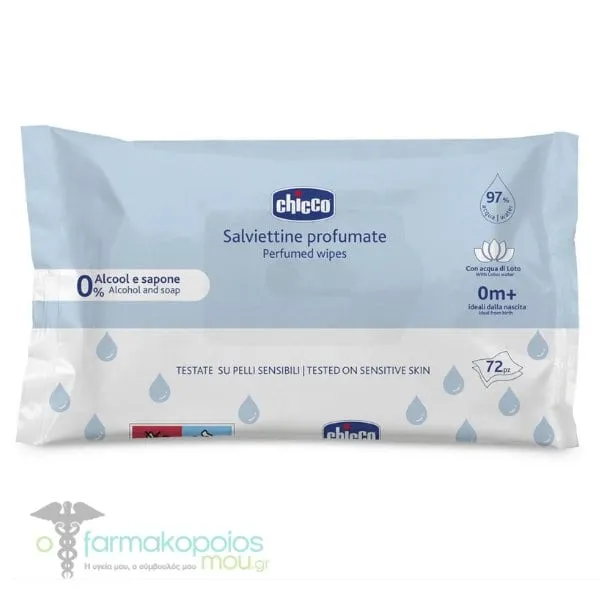 Chicco Perfumed Baby Wipes Alcohol & Soap Free 0m+, 72pcs