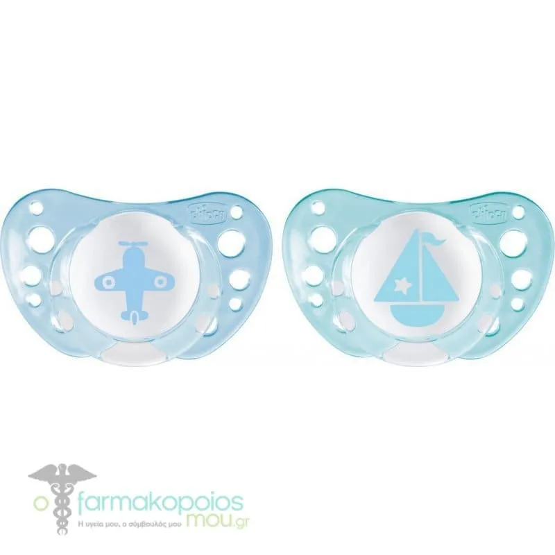 Chicco Physio Air 0-6m Orthodontic Silicone Soother Light Blue, 2pcs