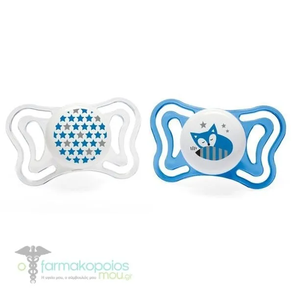 Chicco Physio Forma Light Ergonomic Soother Silicone Teat 6-16m, 2pcs - Μπλε-Διάφανο