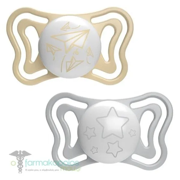Chicco Physio Forma Light Ergonomic Soother Silicone Teat 6-16m, 2pcs - Γκρι-Μπέζ