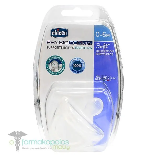 Chicco Physio Soft (01808-01) Orthodontic Soother Transparent 0-6m, 1pc