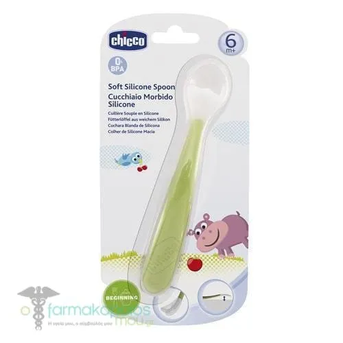Chicco Silicone Spoon Soft Green 6m+, 1pc