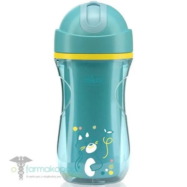Chicco Sport Cup 14m+ Κύπελλο με Καλαμάκι από Σιλικόνη, 266ml - Τιρκουάζ