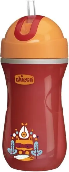 Chicco Sport Cup with Silicone Straw 14m+, 266ml - Κόκκινο