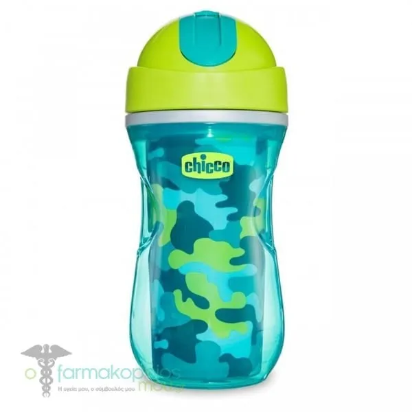 Chicco Sport Cup with Silicone Straw 14m+, 266ml - Πράσινο Army