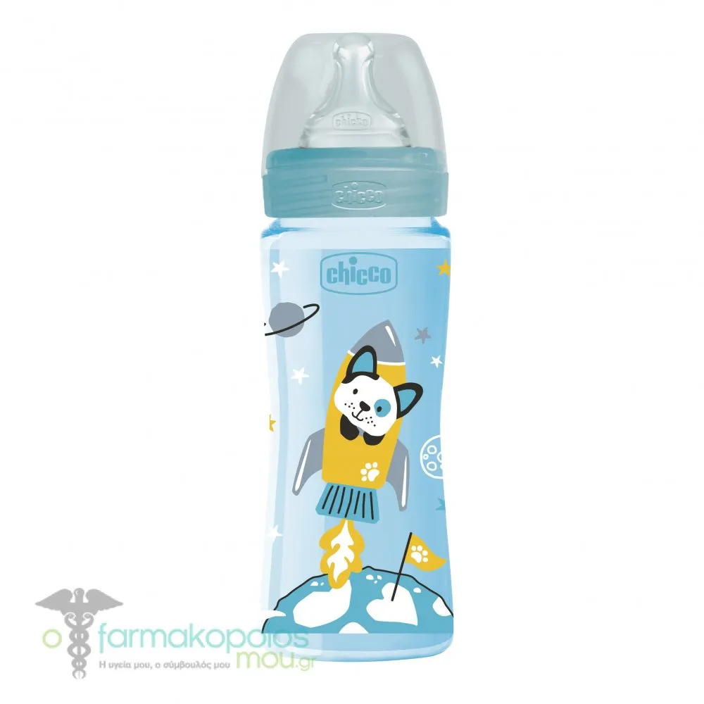 Chicco Well-Being Plastic Baby Bottle Silicone Teat Fast Flow 4m+, 330ml - Βεραμάν